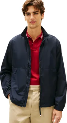 Image de Veste coupe-vent Tommy Hilfiger pour hommes, veste de sport de marque, déperlante, bleu (Desert Sky), taille XXL