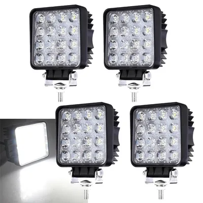 Obrázok produktu pre Jiubiaz Obdĺžnikové LED pracovné svetlo IP67 Vodotesné 12V 24V LED svetlomety pre nákladné vozidlá, offroad, SUV, ATV, traktor Spätné svetlo 48W 4 kusy