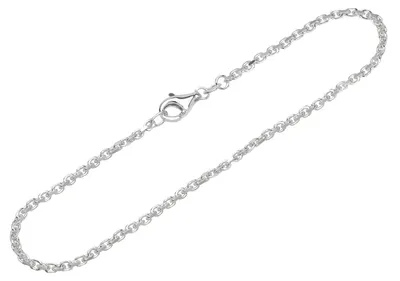 Productafbeelding van Armband voor dames, zilver (925), 19 cm, met een aan de zijkant geplaatste, met diamanten bezette ankerketting