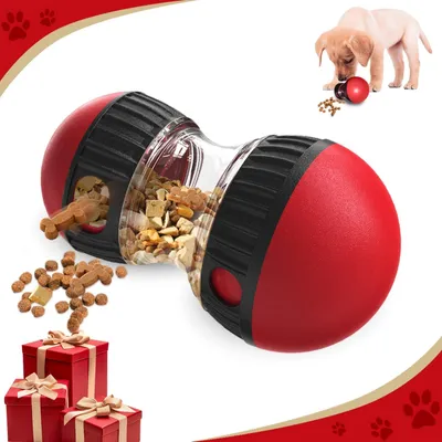 Produktbild von Rolling Feeder Hundespielzeug, Langlebig Hundespielzeug Intelligenz, Intelligenzspielzeug fš¹r Hunde, Slow Food Snackball Hund Zur Verbesserung der Verdauung Fš¹r Hunde Aller Gr??en Geeignet (Rot)
