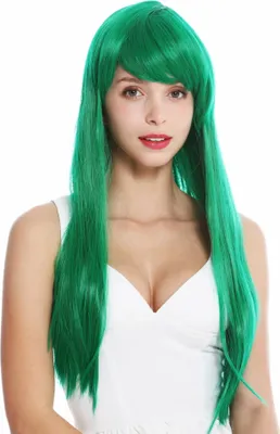Produktbild von WIG ME UP Perücke Pony lang glatt Grün YZF-41062-T2615