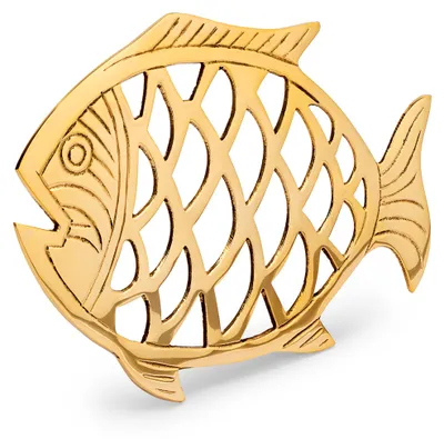 Tischuntersetzer Fisch Messing goldfarben 23 x 16,5 cm