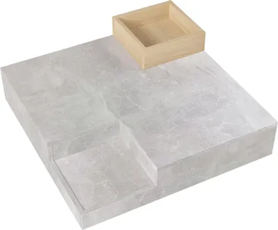 Produktbild von Fortuna Lai Quadratischer Couchtisch, Wohnzimmertisch, Beistelltisch mit herausnehmbarer Aufbewahrungsbox, grau
