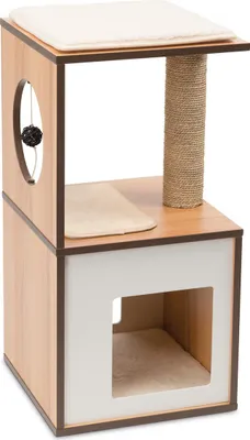 Image de Catit Vesper V-Box | Griffoir pour chat | Noyer | S | 37 x 37 x 72,5 cm