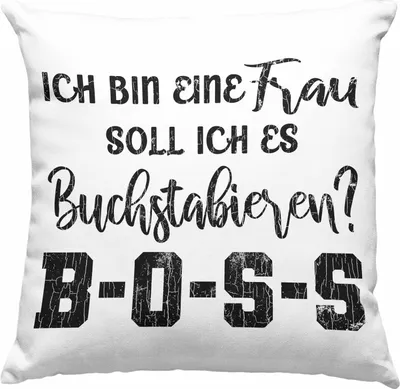 Produktbild von Trendation - Deko-Kissen mit Füllung 40x40 mit Spruch Frauen Geschenk Frau Lustige Sprüche Boss Spruch Mama Deko-Kissen mit Füllung 40x40 (Blau)
