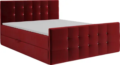 Produktbild von KEF Boxspringbett Polsterbett Paris Bett mit Matratze und Topper Doppelbett mit Bettkasten Bonell Matratze H3 180x200 cm Rot Tiffany