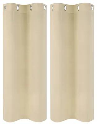 Blickdichte Vorhänge mit Ringen, 2er-Set, beige, 66x114 cm