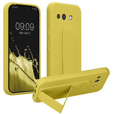 Produktbild von kwmobile Handyhülle für Google Pixel 10a Hülle - TPU Silikon Case mit Fingerhalter und Stand - Schutzhülle Cover in Strahlend Gelb