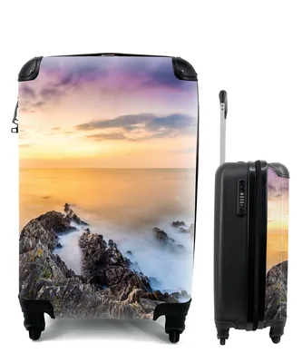 Produktbild von MuchoWow® Koffer Handgepäck Trolley Rollkoffer Kleine Reisekoffer mit 4 Rollen - Sonnenuntergang - Horizont - Wasser - Landschaft - Blau - Cabin Size < 55x40x23 cm & 55x40x20 cm - Fotokoffer - Kabinenkoffer - Boardgepäck - Reise-Box - Reisekoffer - Reisegepäck - Koffer mit Bild - Trolley für Kinder