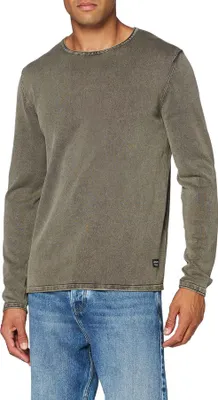 Produktbild von JACK & JONES slim fit trui katoen, O-hals, verwassen olijfgroen