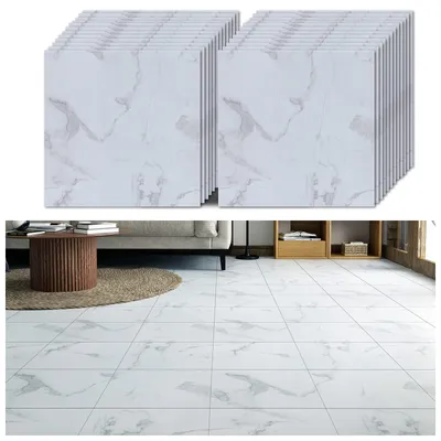 Productafbeelding van Elzusha - Zelfklevende Vinyl Vloertegels Marmer Wit 30cm x 30cm