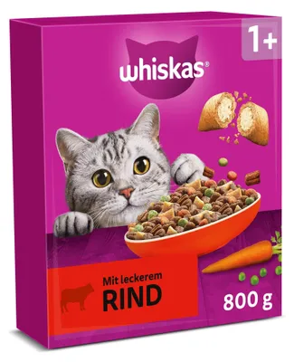 Productafbeelding van WHISKAS droogvoer voor volwassen katten, 5 x 800g, met rundvlees