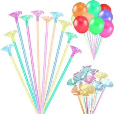 Produktbild von Bunte, lange Strohhalme mit Halterungen für Luftballons, 40 cm lang, 100 Stück, ideal für Geburtstage