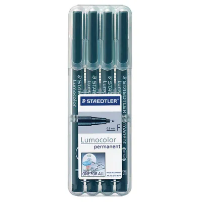 Produktbild von 4 STAEDTLER Lumocolor Folienstifte schwarz 0,6 mm permanent