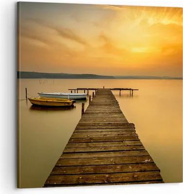 Produktbild von Bild auf Leinwand - Leinwandbild - See Brücke - 60x60cm - Wand Bild - Wanddeko - Wandbilder - Leinwanddruck - Bilder - Kunstdruck - Wanddekoration - Leinwand bilder - Wandkunst - AC60x60-3673