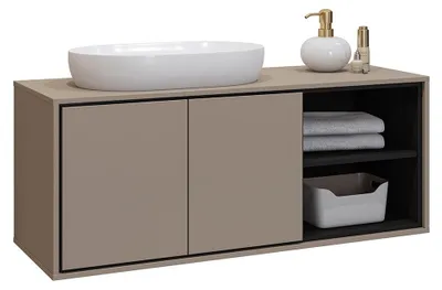 Productafbeelding van Meubel onder wastafel voor badkamer 120 cm GOBI kleur bruin