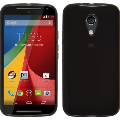 Produktbild von PhoneNatic Case kompatibel mit Motorola Moto G 2014 2. Generation - schwarz Silikon Hülle transparent + 2 Schutzfolien
