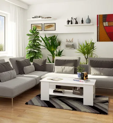 Produktbild von Kaffeetisch mit Ablagefläche | Couchtisch | Laminatplatte, 120x50 cm
