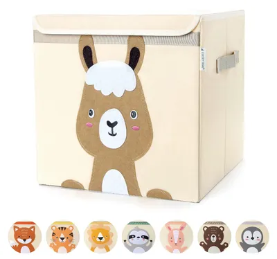 Image de Boîte de rangement pour enfants avec couvercle et poignées