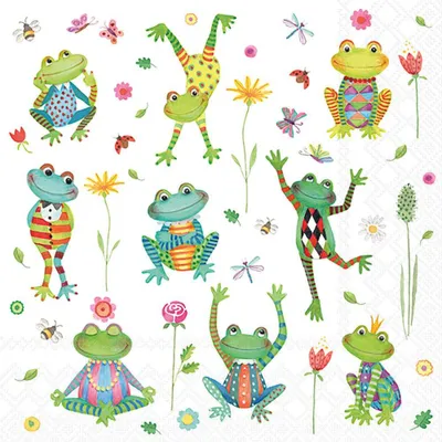 Image de Serviettes 33x33 cm - Happy frogs