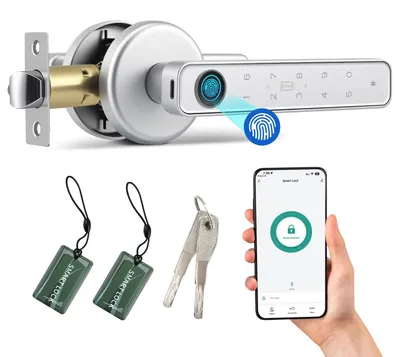 Zdjęcie produktu dla Inteligentny zamek elektroniczny z czytnikiem linii papilarnych, Bluetooth, klawiaturą numeryczną i kluczem awaryjnym
