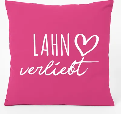 Produktbild von Huuraa Kissen Lahn verliebt 40x40cm mit Füllung Fuchsia Baumwolle Dekokissen Geschenkidee