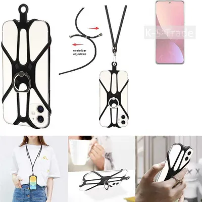 Produktbild von K-S-Trade 3in1 Handykette Handyband Handykordel Halsband Smartphone-Ring Handy-Ring kompatibel mit Xiaomi 12S Fingerhalterung Handyring Tischständer