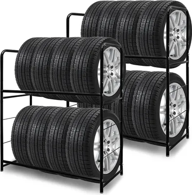 Produktbild von EINFEBEN 2X Reifenregal Reifenstaender für 8 Reifen Felgenregal Lagerregal Felgenbaum 107 x 46 x 117cm Spart viel Platz, Ladekapazitaet 180kg Reifenregale