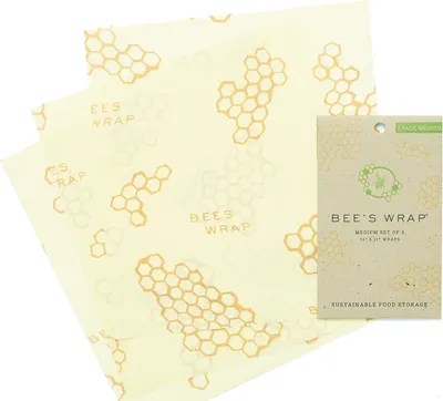 Produktbild von Bee's Wrap Bienenwachstuch Frischhaltefolien in mittelgroß im 3er Set