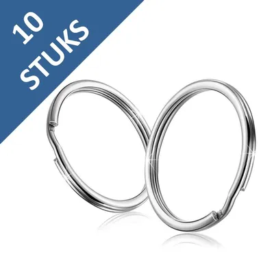 Produktbild von Schlüsselanhänger – 10 Stück Edelstahl-Schlüsselanhänger – 25 mm – Silber