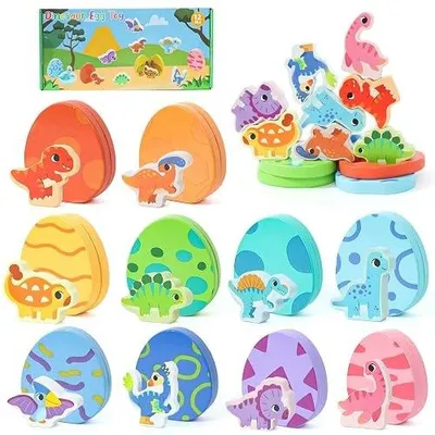 Zdjęcie produktu dla Zabawka montessori drewniana dinozaur dla dzieci od 1 roku edukacyjna