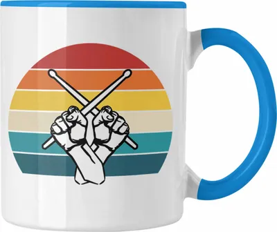 Produktbild von Trendation - Retro Schlagzeug-Spieler Geschenk Tasse Grafik für Schlagzeuger (Blau)