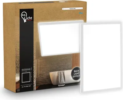 Produktbild von B.K.Licht LED Panel Flach 24x24cm Eckig 16W 1900lm 4000K Neutralweiß Spritzwasserschutz Weiß - Deckenlampe Badezimmer Küche Wohnzimmer