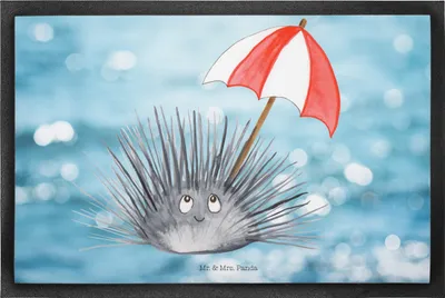 Produktbild von Mr. & Mrs. Panda Fussmatte Seeigel 60 x 90 cm - Oceanblue - Geschenk, Schuhabstreifer, Leben, Eingangsteppich, Achtsamkeit, Schmutzfänger, Hier und Jetzt, Bodenvorleger