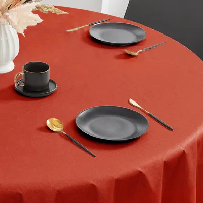 Produktbild von Runde Tischdecke Weihnachten 140 cm Rot Wachstuch abwaschbar wasserdicht 350GSM PVC