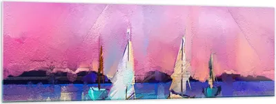 Produktbild von Bilder auf glas - Segelboot See - 160x50cm - Glasbilder - Wandbilder - Kunstdruck - zum Aufhängen bereit - Wanddekoration aus Glas - Glas Bilder - Wandbild auf Glas - Einteilig - GAB160x50-4099