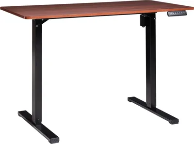 Obrázek produktu pro BELIANI Elektricky výškově nastavitelný psací stůl hnědá deska černý ocelový rám 120 x 60 cm moderní design