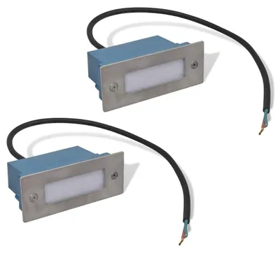 Productafbeelding van vidaXL LED-inbouwspots voor wandmontage, geschikt voor trappen, 2 stuks, 44x111x56 mm