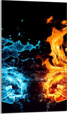 Produktbild von Herdabdeckplatte 30x52 Glaskeramikkochfeld Abdeckung Spritzschutz Glasplatte Deko Schneidebrett, Wasser Feuer