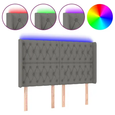Produktbild von vidaXL LED Kopfteil Dunkelgrau 147x16x118/128 cm Stoff