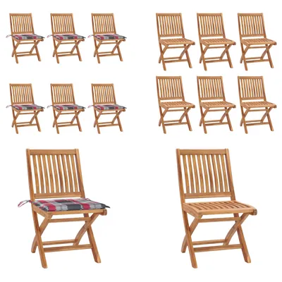 Produktbild von vidaXL Klappbare Gartenstühle mit Kissen 6 Stk. Massivholz Teak - Gartenstuhl - Gartenstühle - Holzstuhl - Holzstühle