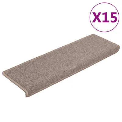 Image de vidaXL Tapis de sol 15 pièces 65x21x4 cm Marron clair Bord rectangulaire