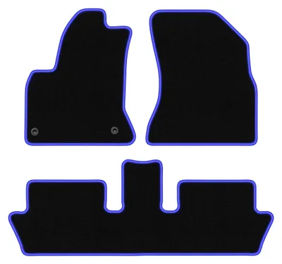 Produktbild von Velours-Fußmatten für Citroen C4 Picasso I 2006-2013 (Minivan) – 3-tlg, Schwarz/Blau, passgenau – Wielganizator CARLUX