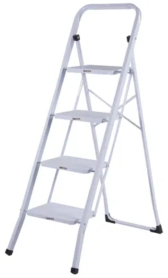Image de Tabouret en acier à 4 marches, blanc, Quick Step Brixo
