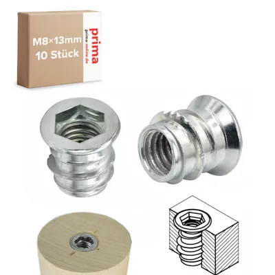 Obrázek produktu pro 10x šroubovací hlavice M8 - délka 13 mm - šroubovací matice šroubovací hlavice šestihran M8x13 mm