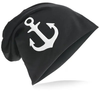 Produktbild von Beanie Muetze Weiss Anker Schwarz