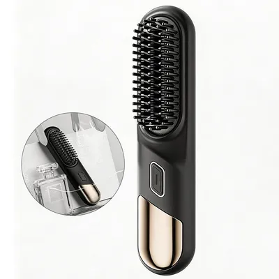 Produktbild von Kurzhaar-Stylingkamm,Kurzhaar-Heißluftbürste,hitzebeständigen Kammzähnen,4 Temperaturstufen von140°Cbis220°C,wiederaufladbare Glätt- und Lockenbürste