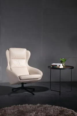 Produktbild von Drehbarer Leder Sessel Couch Polster Luxus Relax Italienische Möbel Lounge Club