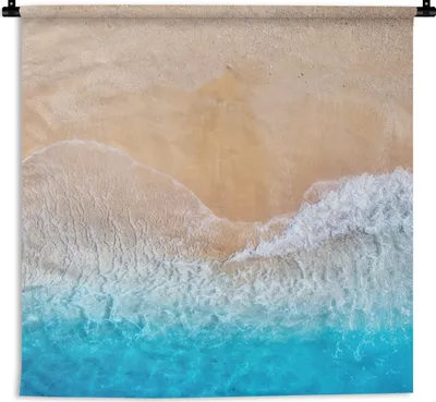 Produktbild von MuchoWow® Wandteppich Wandbehang Strand - Meer - Sand - Sommer - Blau - Wellen 150x150 cm Tapisserie Dekoration Wandtuch - Wohnaccessoires - Modernes