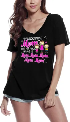 Produktbild von Damen Grafik T-Shirt V-Ausschnitt Mein Kosename ist Mama – My Nickname Is Mom – Öko-Verantwortlich Vintage Jahrgang Kurzarm Lustige Druck Geburtstag